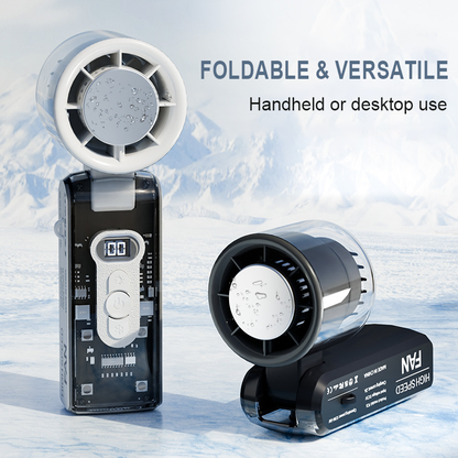 🔥50%OFF❄️3-in-1 Foldable Transparent Handheld Fan with 100 Speeds ️ 1800mAh Portable Turbo Fan with LED Torch & SOS Light | 13,000RPM High Speed Refrigeration Fan for Travel & Camping
