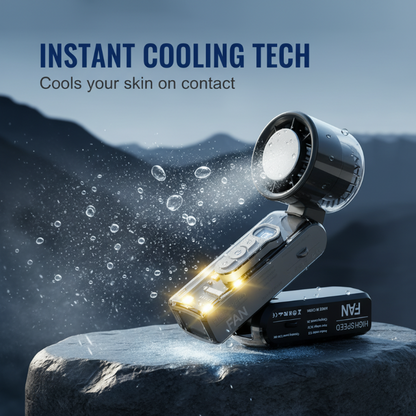 🔥50%OFF❄️3-in-1 Foldable Transparent Handheld Fan with 100 Speeds ️ 1800mAh Portable Turbo Fan with LED Torch & SOS Light | 13,000RPM High Speed Refrigeration Fan for Travel & Camping