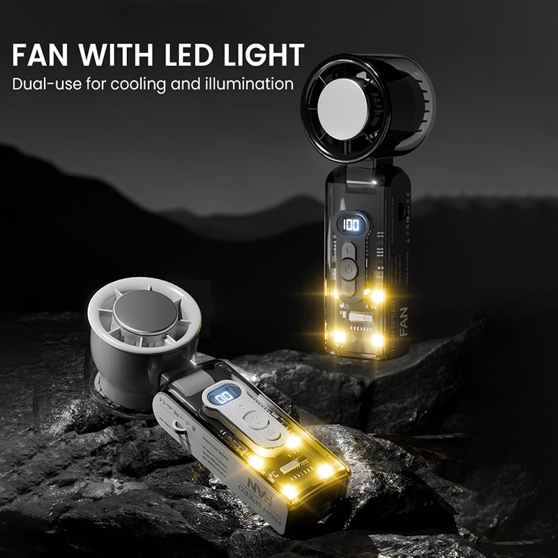 🔥50%OFF❄️3-in-1 Foldable Transparent Handheld Fan with 100 Speeds ️ 1800mAh Portable Turbo Fan with LED Torch & SOS Light | 13,000RPM High Speed Refrigeration Fan for Travel & Camping