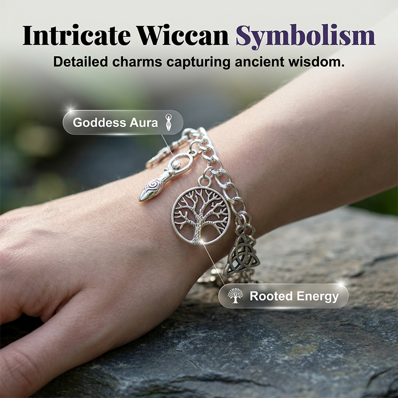 📿  50% OFF! ✨ Vintage Pagan Charm Bracelet – Spiritual Symbols, Antique Silver, Bohemian Style 🌙