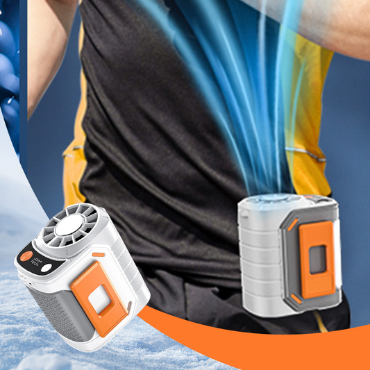 🔥50% OFF！💨 Multi-Function Waist-Mount Portable Fan – Hands-Free Cooling, Power Bank & LED Display
