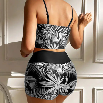 🔥While Supplies Last 50% OFF!Flattering High-Waist Bikini Set | Sporty Boxer Cut & Chic Lace-Up Top | Quick-Dry Tummy Control Beachwear