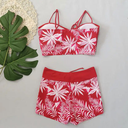🔥While Supplies Last 50% OFF!Flattering High-Waist Bikini Set | Sporty Boxer Cut & Chic Lace-Up Top | Quick-Dry Tummy Control Beachwear