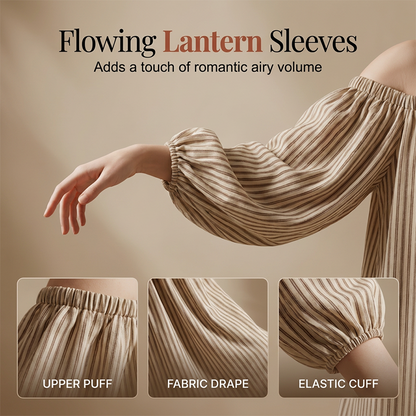 🌸 50% OFF NOW! 🌸Women's Off-Shoulder Maxi Dress Lantern Sleeve Dress
