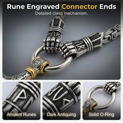 Viking Thor Hammer Pendant Necklace – Stainless Steel Byzantine Chain