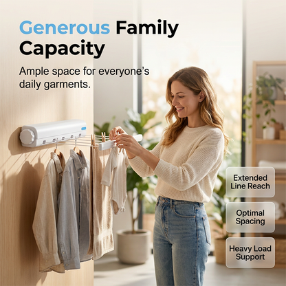 🧺✨ Retractable Multi-Line Clothesline Dryer – Pull Out When Needed, Hide When Not! | Indoor/Outdoor | ⏰ 50% OFF Today ⏰