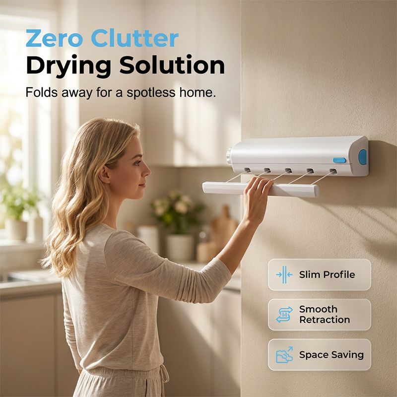 🧺✨ Retractable Multi-Line Clothesline Dryer – Pull Out When Needed, Hide When Not! | Indoor/Outdoor | ⏰ 50% OFF Today ⏰