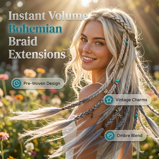 💇‍♀️ 50% OFF! ✨ Maillard Style Pre-Braided Hair Extensions – Bohemian Braids, Metallic Accents, Festival Ready 🌸