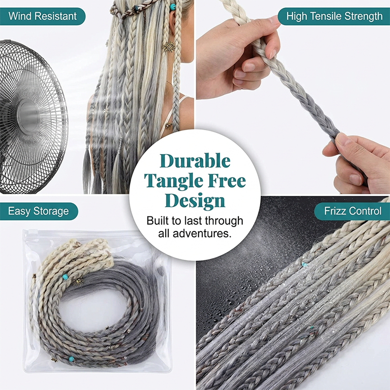 💇‍♀️ 50% OFF! ✨ Maillard Style Pre-Braided Hair Extensions – Bohemian Braids, Metallic Accents, Festival Ready 🌸