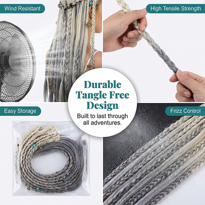 💇‍♀️ 50% OFF! ✨ Maillard Style Pre-Braided Hair Extensions – Bohemian Braids, Metallic Accents, Festival Ready 🌸