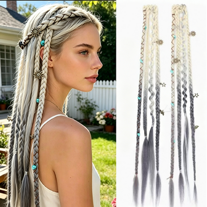 💇‍♀️ 50% OFF! ✨ Maillard Style Pre-Braided Hair Extensions – Bohemian Braids, Metallic Accents, Festival Ready 🌸