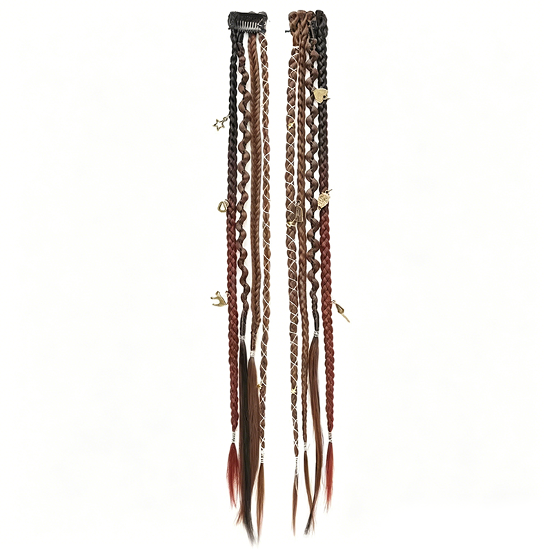💇‍♀️ 50% OFF! ✨ Maillard Style Pre-Braided Hair Extensions – Bohemian Braids, Metallic Accents, Festival Ready 🌸