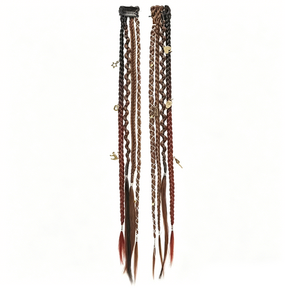 💇‍♀️ 50% OFF! ✨ Maillard Style Pre-Braided Hair Extensions – Bohemian Braids, Metallic Accents, Festival Ready 🌸