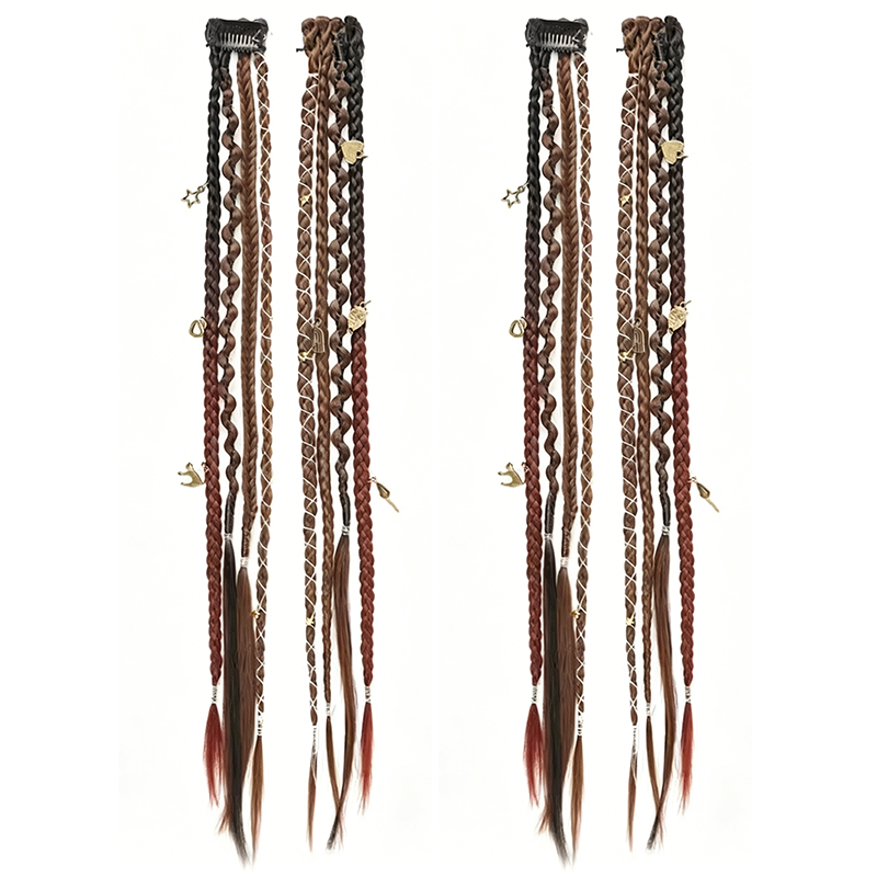 💇‍♀️ 50% OFF! ✨ Maillard Style Pre-Braided Hair Extensions – Bohemian Braids, Metallic Accents, Festival Ready 🌸