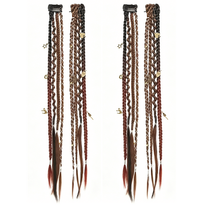 💇‍♀️ 50% OFF! ✨ Maillard Style Pre-Braided Hair Extensions – Bohemian Braids, Metallic Accents, Festival Ready 🌸
