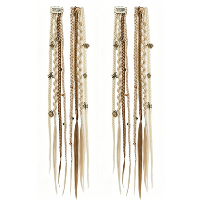 💇‍♀️ 50% OFF! ✨ Maillard Style Pre-Braided Hair Extensions – Bohemian Braids, Metallic Accents, Festival Ready 🌸