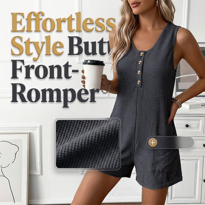 👗 50% OFF – Limited Time ✨ Women's Sleeveless Button-Front Romper – Chic, Breezy & Effortless Style! | Flattering Fit, Perfect for Summer 🌴☀️