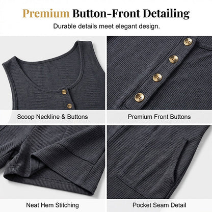 👗 50% OFF – Limited Time ✨ Women's Sleeveless Button-Front Romper – Chic, Breezy & Effortless Style! | Flattering Fit, Perfect for Summer 🌴☀️