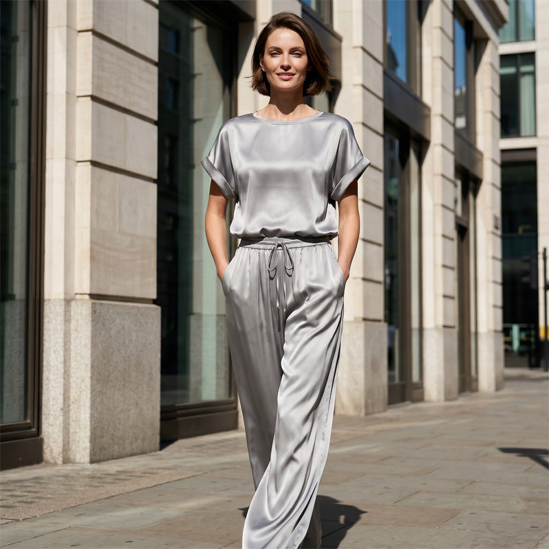 🔥50% OFF | Women's Elegant Top & Wide-Leg Pant Set – Breathable Cool Fabric, Wear At Home & Out!