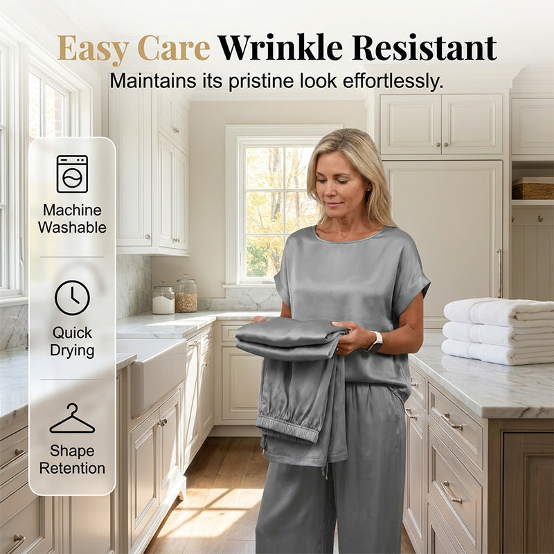 🔥50% OFF | Women's Elegant Top & Wide-Leg Pant Set – Breathable Cool Fabric, Wear At Home & Out!