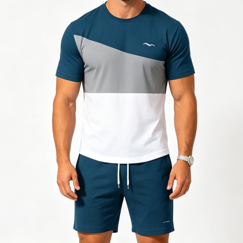 👕🩳 Men Color-Block T-Shirt and Shorts Set – 50% OFF! Bold color-block design, relaxed fit, breathable fabric – your go-to summer set. 🔥☀️