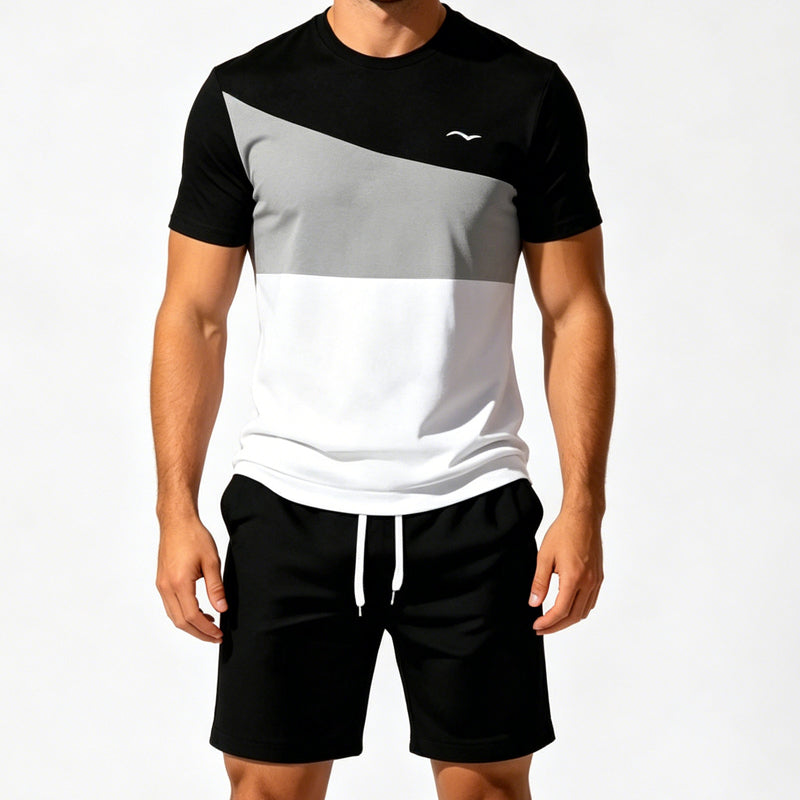 👕🩳 Men Color-Block T-Shirt and Shorts Set – 50% OFF! Bold color-block design, relaxed fit, breathable fabric – your go-to summer set. 🔥☀️