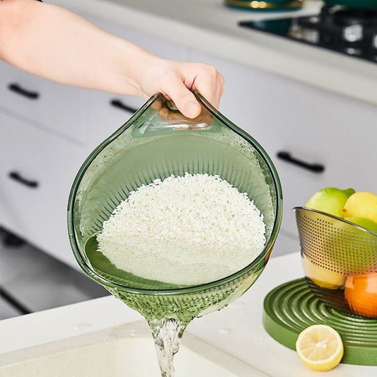 🍚💦50% OFF – Multipurpose Rice Washing Bowl Strainer with Handle – Wash, Rinse & Drain in 1 Bowl! | No More Messy Sinks | Kitchen Must-Have ✨