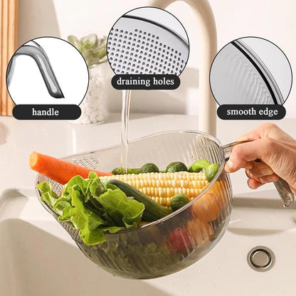 🍚💦50% OFF – Multipurpose Rice Washing Bowl Strainer with Handle – Wash, Rinse & Drain in 1 Bowl! | No More Messy Sinks | Kitchen Must-Have ✨