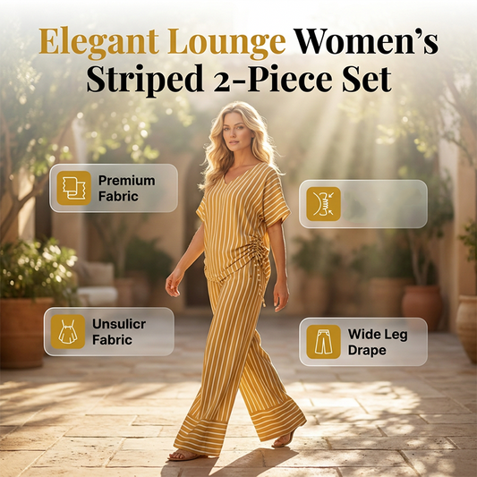 ⏰💰 50% OFF – Women's Striped 2-Piece Set – Top + Wide-Leg Pants | Effortless Matching Outfit in 1 Click! | Perfect for Any Occasion 👚👖💛