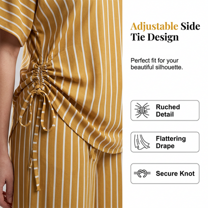 ⏰💰 50% OFF – Women's Striped 2-Piece Set – Top + Wide-Leg Pants | Effortless Matching Outfit in 1 Click! | Perfect for Any Occasion 👚👖💛