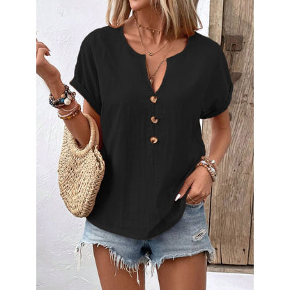 ⏰💰 50% OFF – Women's V-Neck Short Sleeve Top – Flattering & Comfy | Perfect for Everyday Wear | Dress Up or Down 👚✨🌸