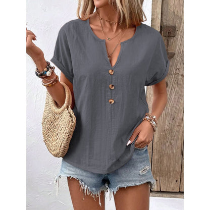 ⏰💰 50% OFF – Women's V-Neck Short Sleeve Top – Flattering & Comfy | Perfect for Everyday Wear | Dress Up or Down 👚✨🌸