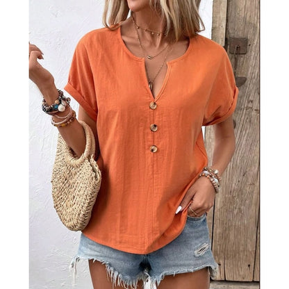 ⏰💰 50% OFF – Women's V-Neck Short Sleeve Top – Flattering & Comfy | Perfect for Everyday Wear | Dress Up or Down 👚✨🌸