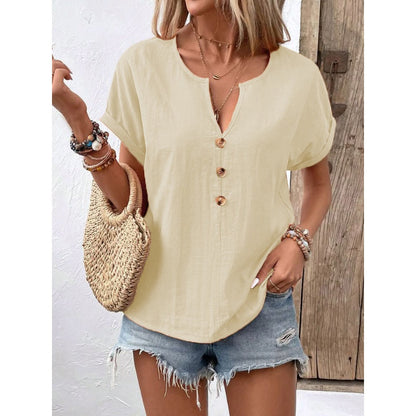 ⏰💰 50% OFF – Women's V-Neck Short Sleeve Top – Flattering & Comfy | Perfect for Everyday Wear | Dress Up or Down 👚✨🌸