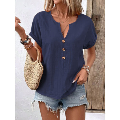 ⏰💰 50% OFF – Women's V-Neck Short Sleeve Top – Flattering & Comfy | Perfect for Everyday Wear | Dress Up or Down 👚✨🌸