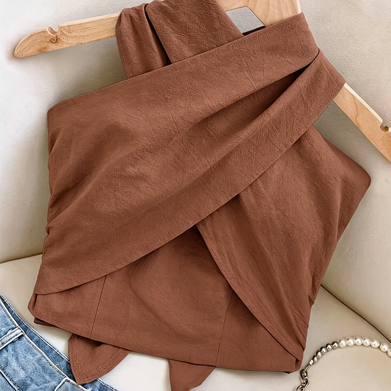 ⏰💰 50% OFF – Women's Summer Crossover Halter Top – Chic & Breezy | Flattering Neckline + Open Back | Perfect for Hot Days ☀️💕👚