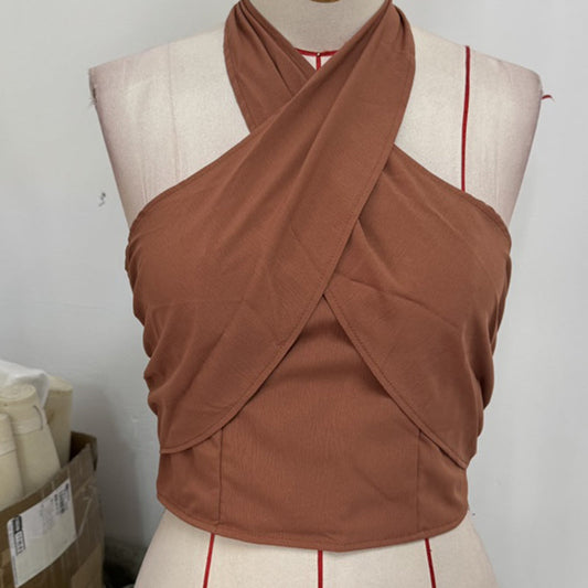 ⏰💰 50% OFF – Women's Summer Crossover Halter Top – Chic & Breezy | Flattering Neckline + Open Back | Perfect for Hot Days ☀️💕👚