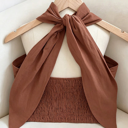 ⏰💰 50% OFF – Women's Summer Crossover Halter Top – Chic & Breezy | Flattering Neckline + Open Back | Perfect for Hot Days ☀️💕👚