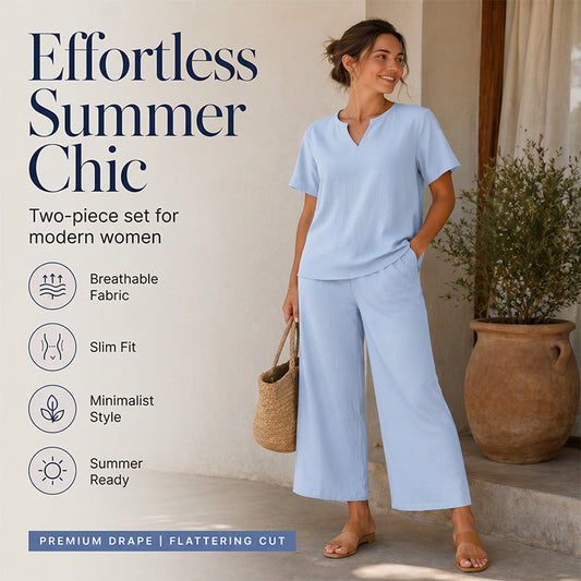 💃✨ 50% OFF – Women's V-Neck Top & Wide-Leg Pants Set – Effortless Style, Instant Elegance! | Flattering V-Neck + Flowy Pants | Ready-to-Wear Matching Set 👚👖