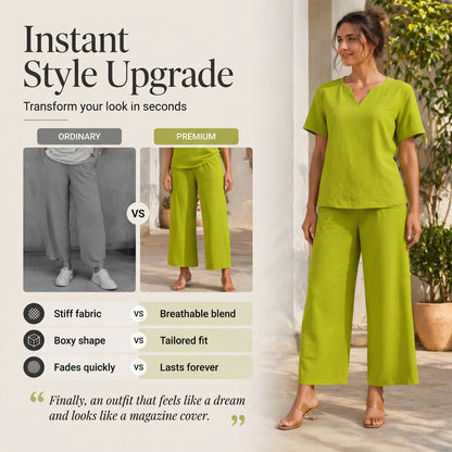 💃✨ 50% OFF – Women's V-Neck Top & Wide-Leg Pants Set – Effortless Style, Instant Elegance! | Flattering V-Neck + Flowy Pants | Ready-to-Wear Matching Set 👚👖