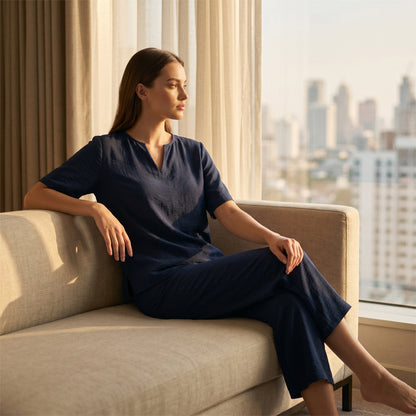 💃✨ 50% OFF – Women's V-Neck Top & Wide-Leg Pants Set – Effortless Style, Instant Elegance! | Flattering V-Neck + Flowy Pants | Ready-to-Wear Matching Set 👚👖
