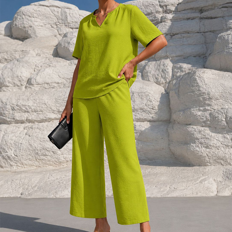 💃✨ 50% OFF – Women's V-Neck Top & Wide-Leg Pants Set – Effortless Style, Instant Elegance! | Flattering V-Neck + Flowy Pants | Ready-to-Wear Matching Set 👚👖