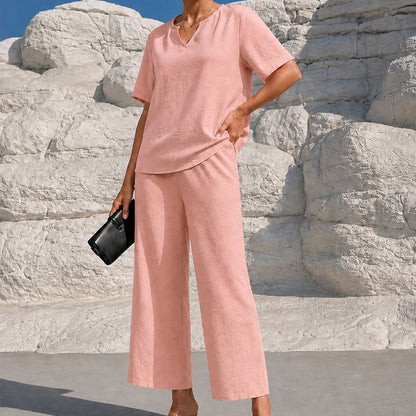 💃✨ 50% OFF – Women's V-Neck Top & Wide-Leg Pants Set – Effortless Style, Instant Elegance! | Flattering V-Neck + Flowy Pants | Ready-to-Wear Matching Set 👚👖