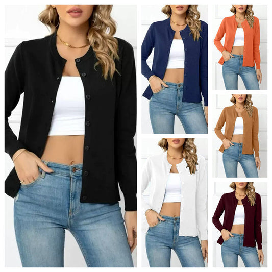 ⏰💰 50% OFF – Women's Classic Crew Neck Cardigan – Timeless Style, Everyday Comfort | Soft Knit, Perfect for Layering | Wardrobe Essential 🧥✨🌸