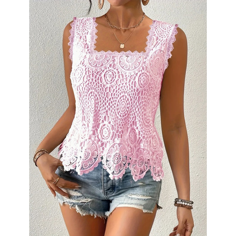 🎉 2026 Sale — Over 50,000 Sold! 💝 Women's Elegant Square Neck Lace Tank Top