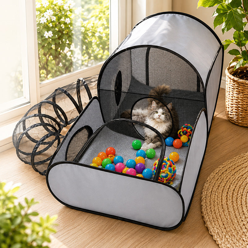 🐱 50% OFF NOW! 🧶 Large Cat Tunnel for Play and Lounging – Collapsible & durable – Perfect for hiding, chasing and napping – fun and cozy design 🐾✨