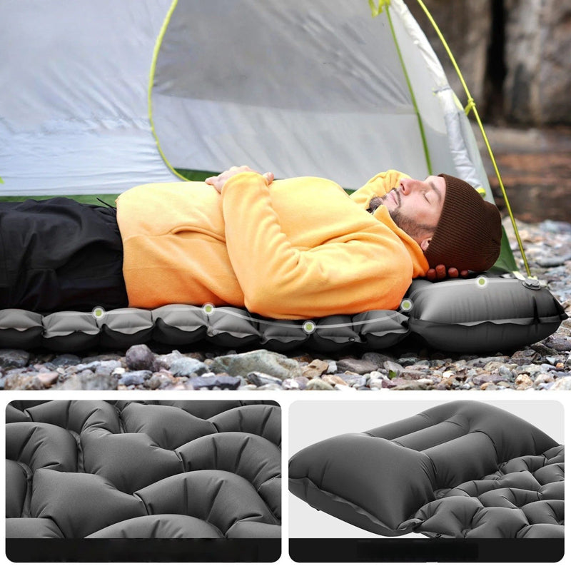 🎉 2026 Sale — Over 95,000 Sold! 🛏️ Lightweight Portable Air Mattress – Built-in Foot Pump & Pillow 🏕️
