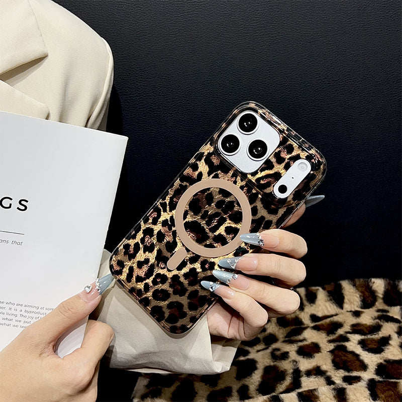 📱 50% OFF – Magnetic Leopard Print Phone Case – Fierce Style, Strong Grip! | Built-in Magnets for Car Mounts | 360° Drop Protection 🐆✨