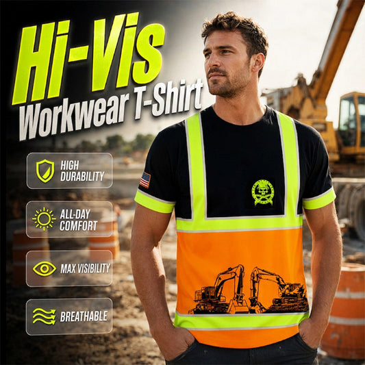 👷 50% OFF! 🦺 High-Visibility Work T-Shirt – Fluorescent Panels, Reflective Stripes, and Breathable Fabric – Ideal for Construction Sites, Roadwork, and Outdoor Projects – Sizes XS to 6XL ✨💪