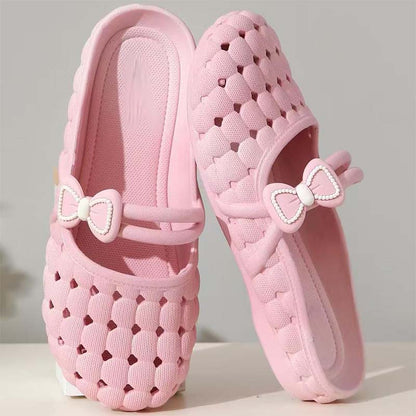 👡50% OFF NOW ! 💐Breathable Bow Mules, Stylish Soft Slip-On Hollow Out Summer Mule Shoes ✨